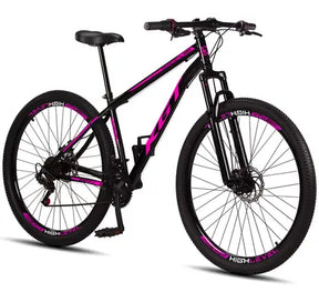 Bicicleta Aro 29 Aço Carbono KGT Freios a Disco Suspensão 21 marchas - ROSA