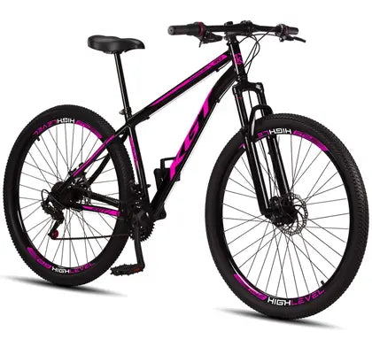 Bicicleta Aro 29 Aço Carbono KGT Freios a Disco Suspensão 21 marchas - ROSA